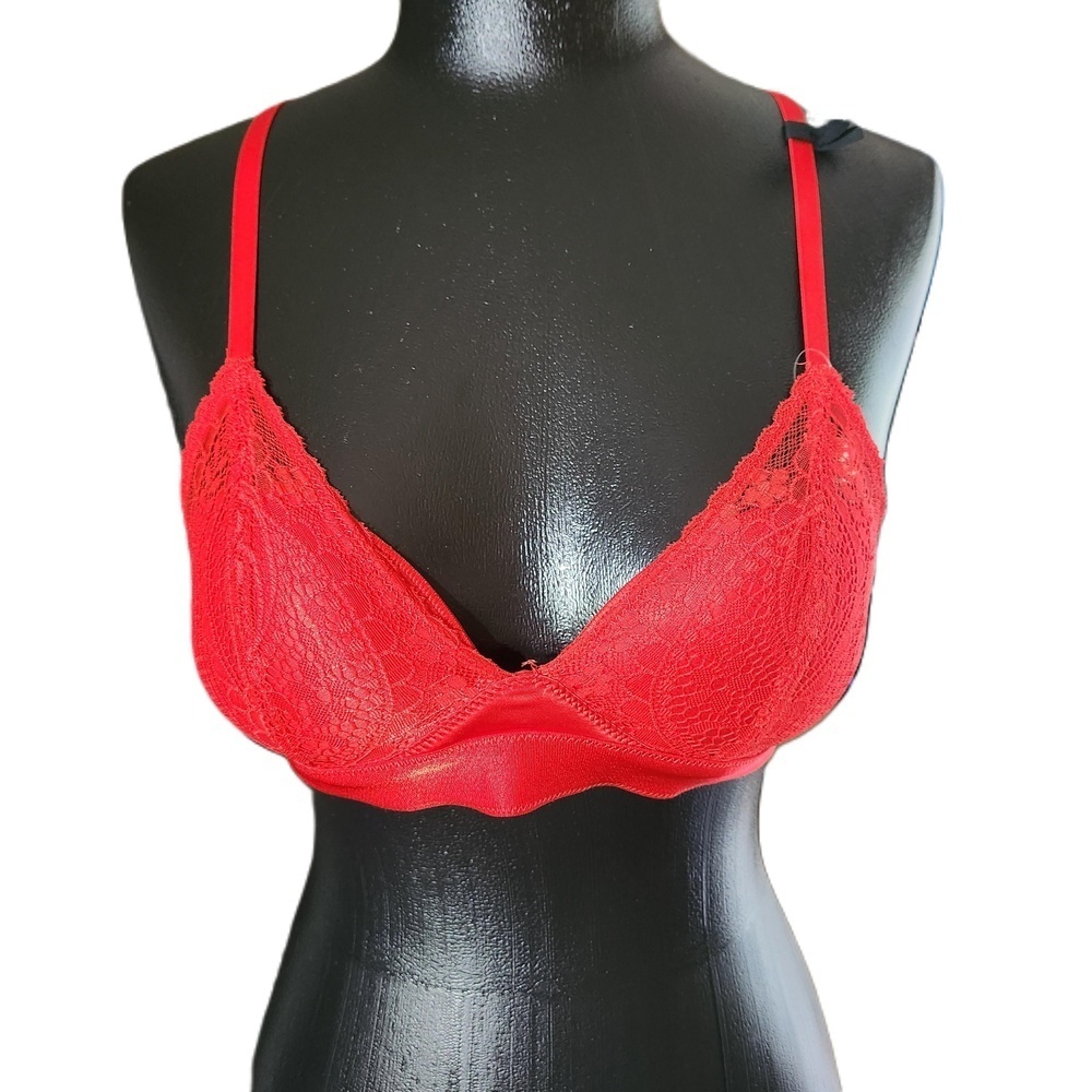 Aerie Red Lace Push Up Bralette Bra 32C NWT